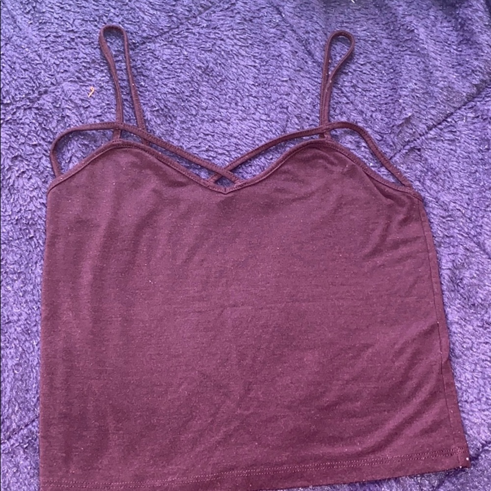 A Maroon Cross Cropped Tank Top from Forever 21